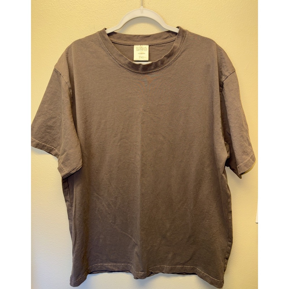 Maison Article Men's 100% Cotton S/S Crewneck T-Shirt Brown 2XL